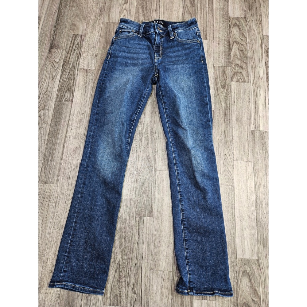 Gap Classic Straight Jeans Women 0/25 R Blue Stretch Dark Wash Denim